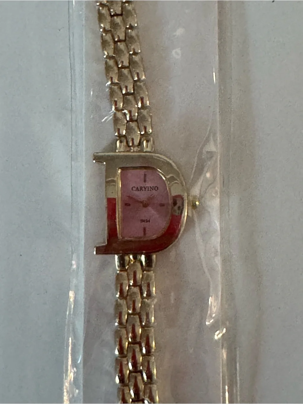 Gold-Tone Pink Dial Women's Bracelet Watch